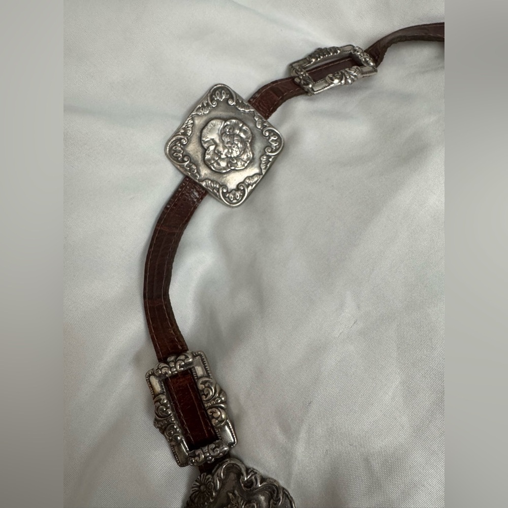 Brighton 1993 4150 Leather Medallion Concho Women’s Belt Size Medium - Picture 4 of 10